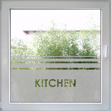 Top Fensterfolie mit dem Schriftzug Kitchen!